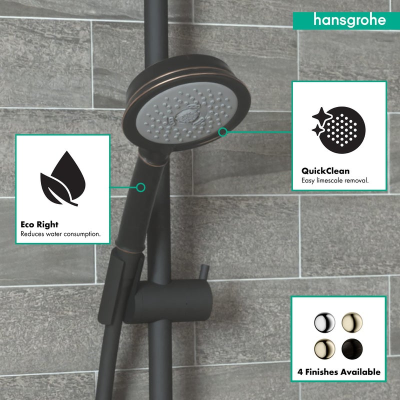 hansgrohe Croma 100 Classic Low Flow 5-inch Handheld Shower Head Classic 3 Full, Pulsating Massage, Intense Turbo 04753920, Rubbed Bronze - Image 3
